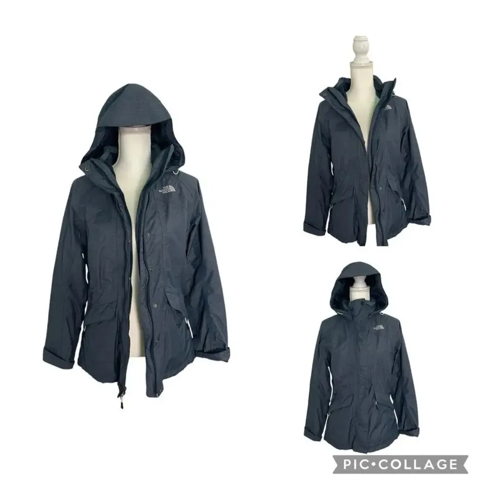 The North Face Women Blue Teal Insulated Hooded HyVent Jacket Size Small - EUC - Picture 1 of 12